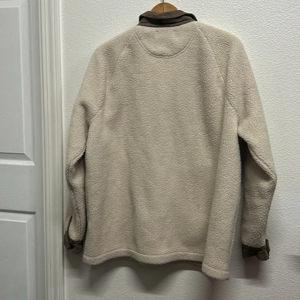 Madewell Corduroy-Trimmed (Re)sourced Sherpa Terry Chore Coat Large Brown Beige - Picture 13 of 16